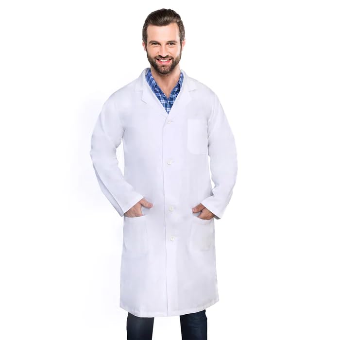 DR Instruments DR Uniforms - Unisex Lab Coat (60% Cotton / 40% Polyester) Sanforized to Prevent Shrinking - (White) - S - Image 1